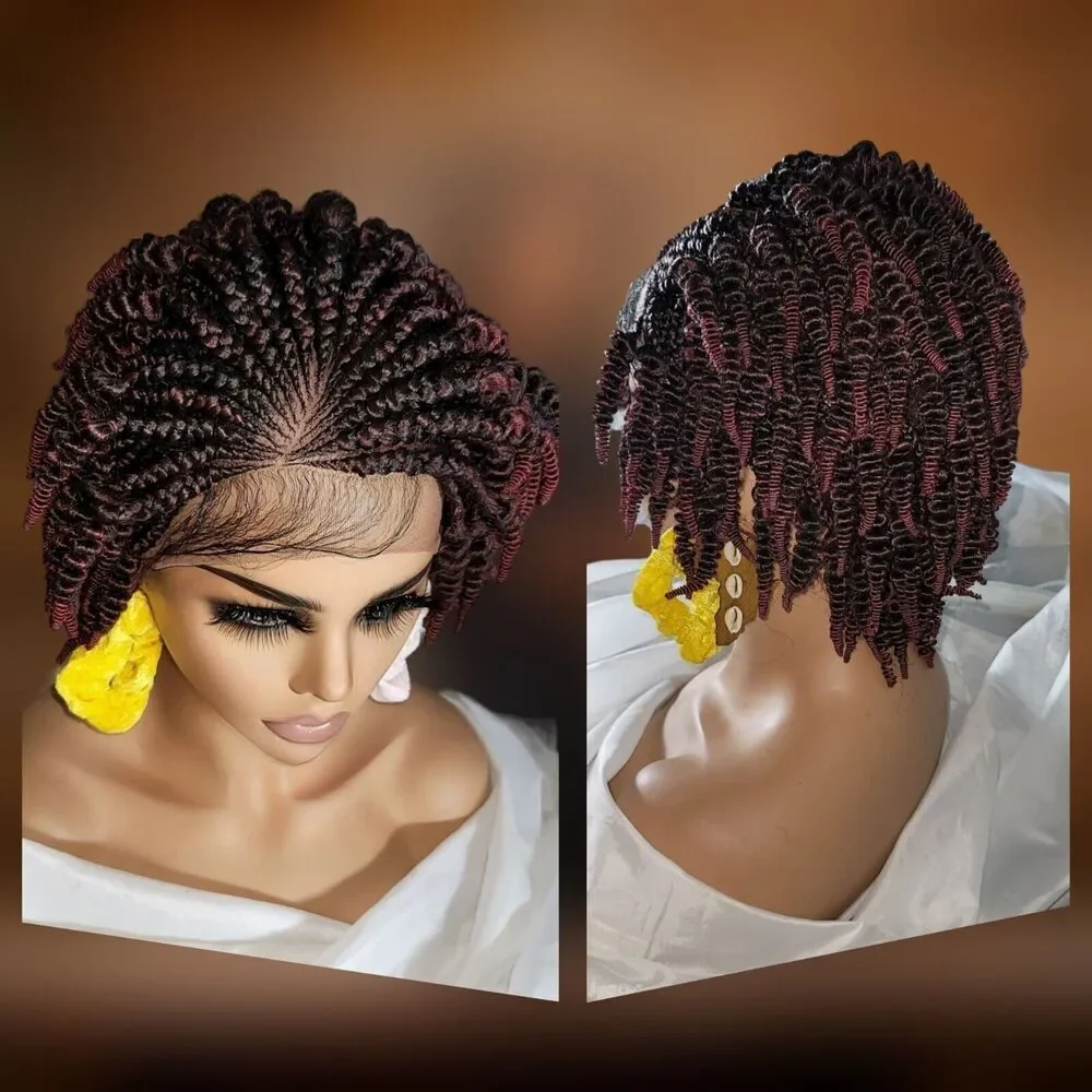 Handmade Braided Wigs Micro Braids, Short Kinky Twists, NWT, Ombre - Picture 1 of 15